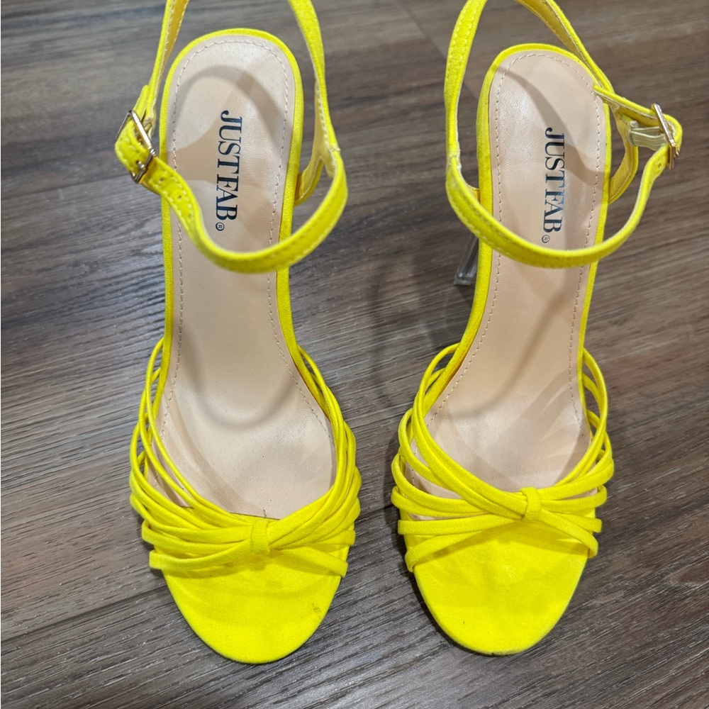 JustFab Bright Yellow Strappy Heels